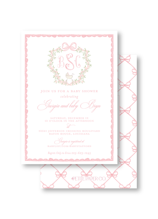 Bow & Bloom Baby Shower Invitation